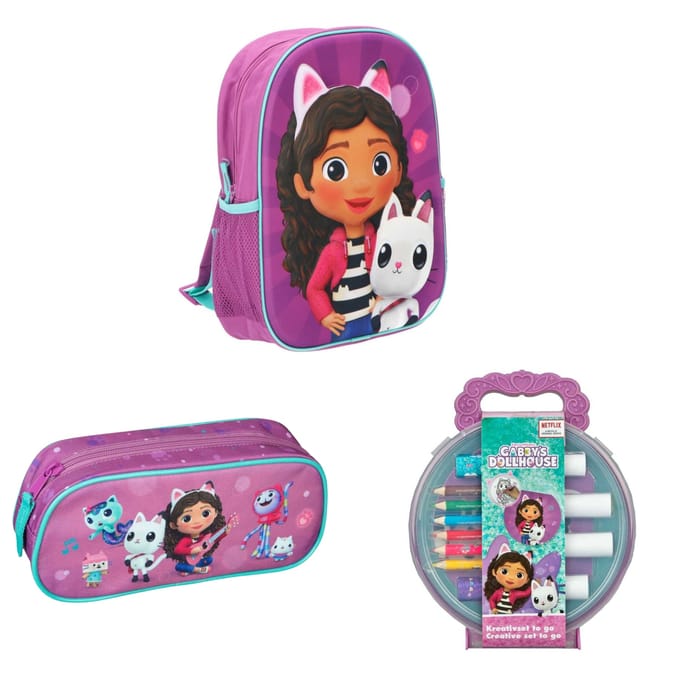 Gabby's Dollhouse schoolset; rugzak, etui en schrijfwarenset