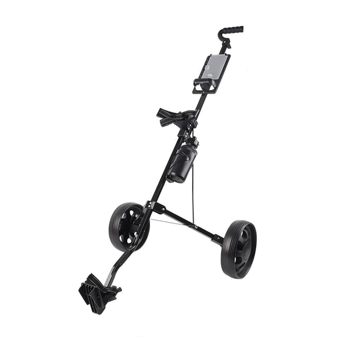 Chariot de Golf Pliable Multifonctionnel à 2 Roues Pousser Tirer Équipement de Parcours black