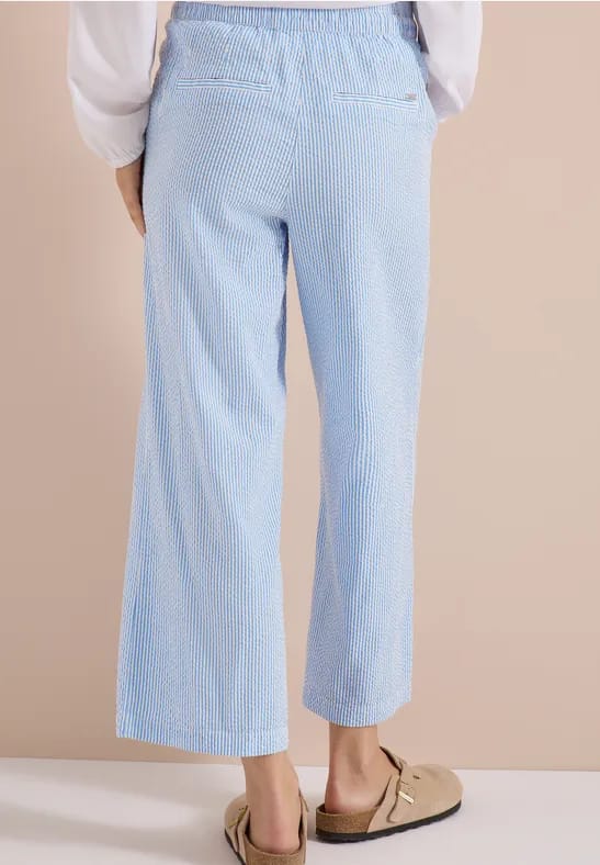 7/8 Wide Legs broek in seersucker kwaliteit
