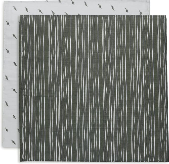 Jollein Hydrofiele Multidoek Small 70x70cm Stripe&Olive - Leaf Green - 2 Stuks