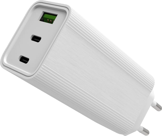 BeHello Charger 65W Adapter 2 x USB-C & 1 x USB-A  - White (Fast Charger)
