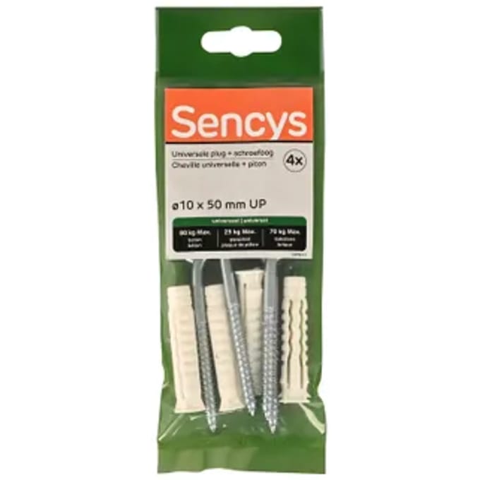 Sencys Universele Plug Nylon - Diam. 10x50mm - 4 Stuks