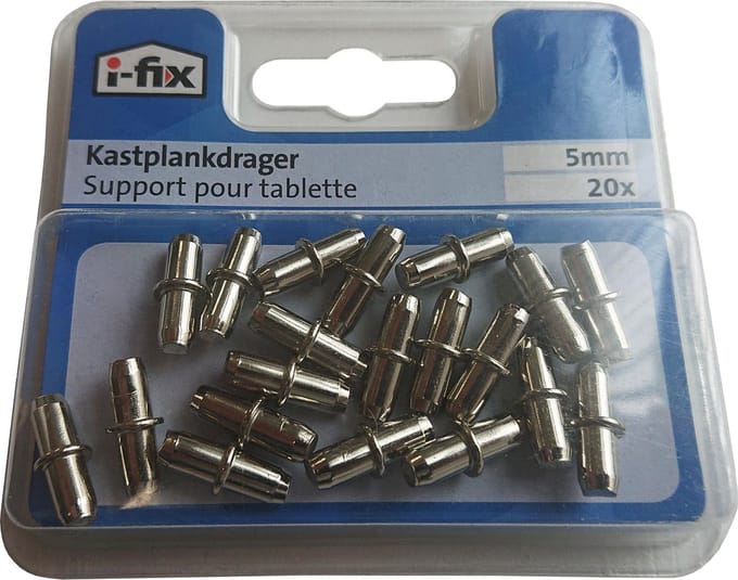 I-FIX kastplankdrager 5mm verchroomd staal | 20 stuks