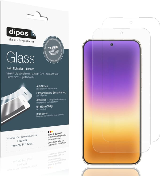 dipos – 2x Matte Pantserfolie geschikt voor Huawei Pura 90 Pro Max | 9H Screenprotector