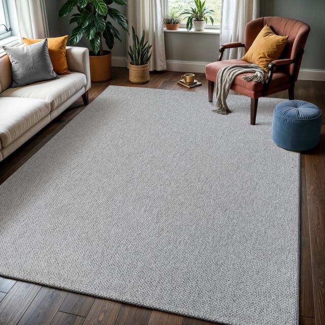 Muratap Lora plus laagpolig effen vloerkleed geweven design grijs- 80x150 cm
