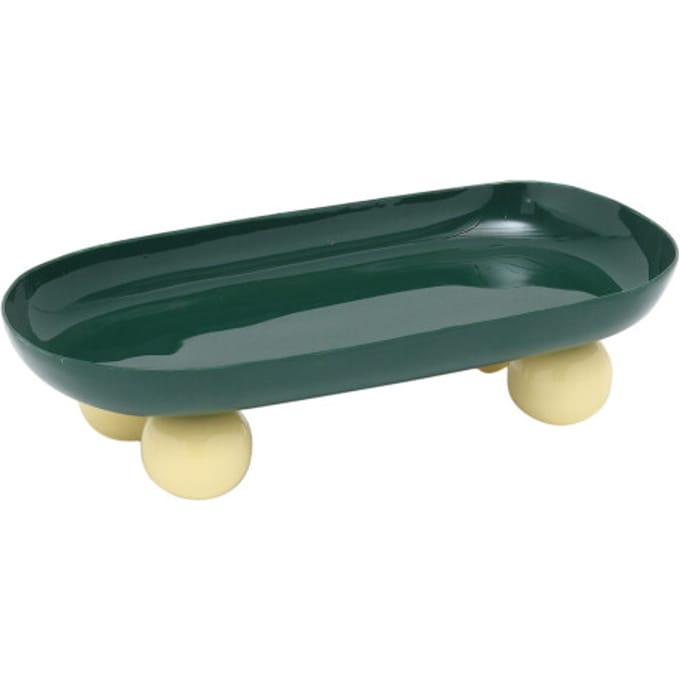 Present Time - Dienblad Double Funky Oval - Retro green & soft yellow
