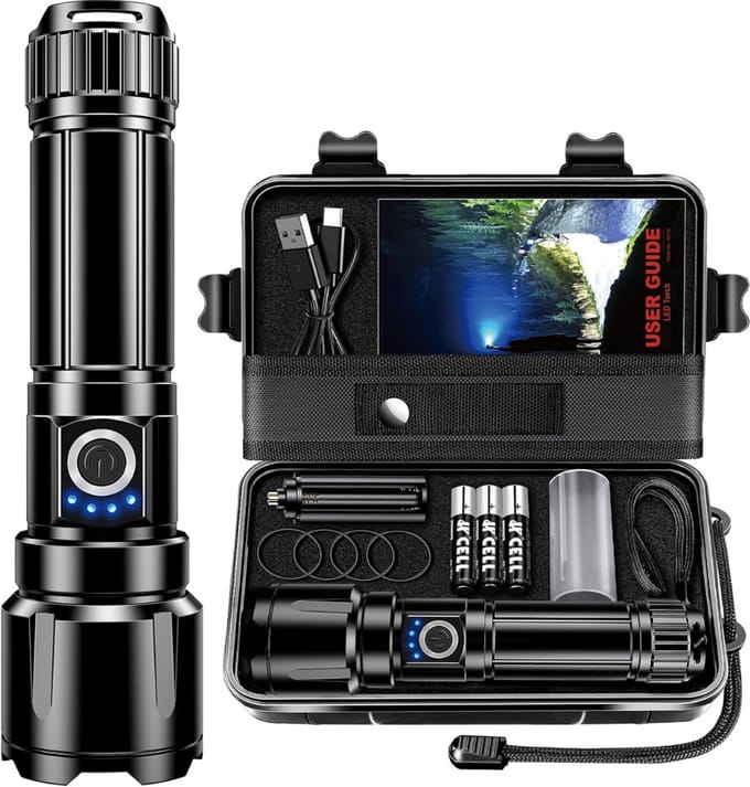 ZRSS® Militaire Zaklamp Waterdicht - Op Batterijen - Noodpakket - LED - 5000 mAh