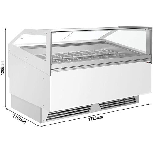 GGM Gastro Eistheke ADAM - 1700mm - Umluft - für 18x 5 Liter oder 12x 7 Liter Eisbehälter - Weiß