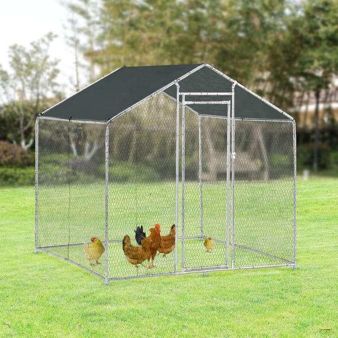 Kippenren Wels buitenren 2x2x2 m donkergroen pro.tec