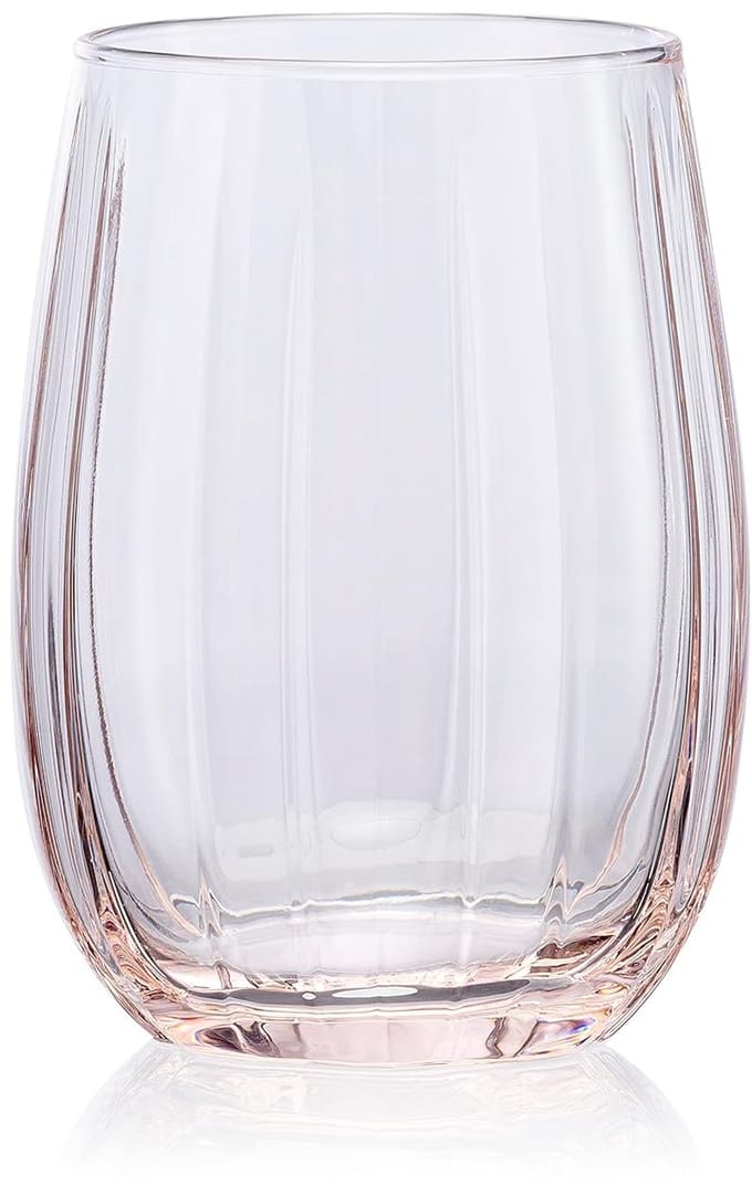 Pasabahce Linka – Roze Waterglazen – Set van 3 – 380 ml – Stijlvolle glazen – Vaatwasserbestendig