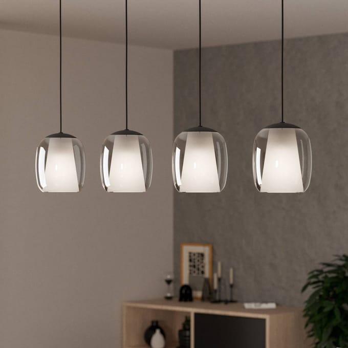 EGLO Ciampino Hanglamp - E27 - 97,5 cm - Zwart|Grijs - Glas