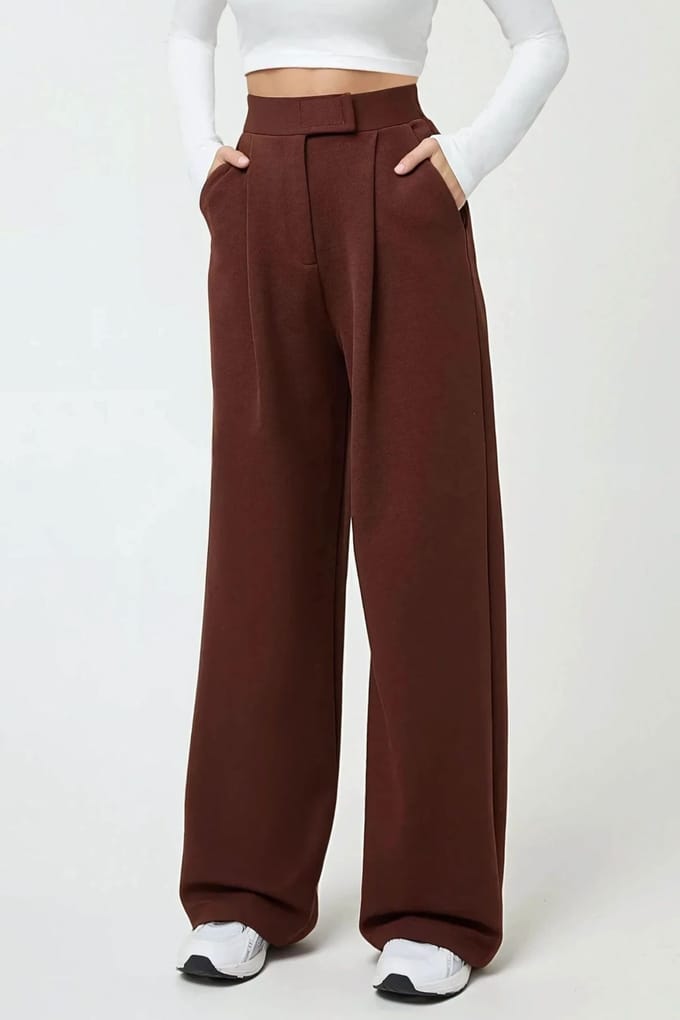 Hoge Taille Elastische Crepe Palazzo Broek