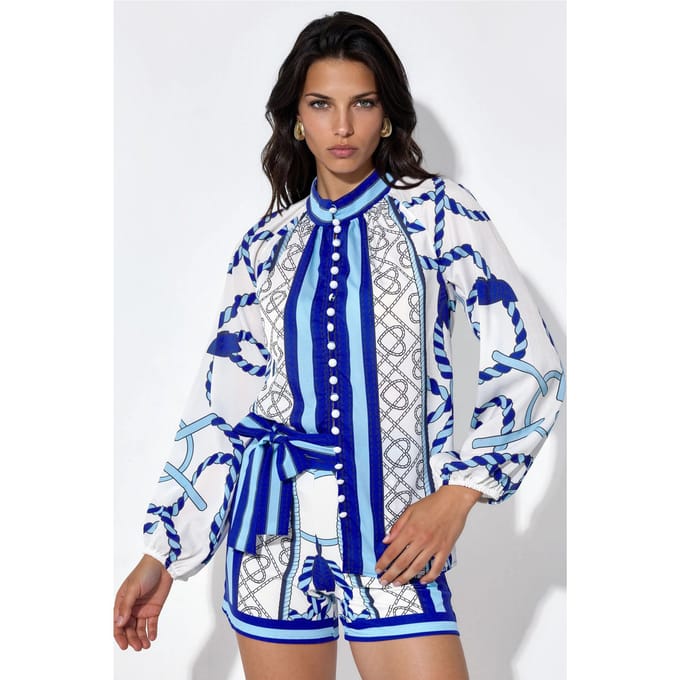 Paisley Geweven Playsuit Met Strikdetail