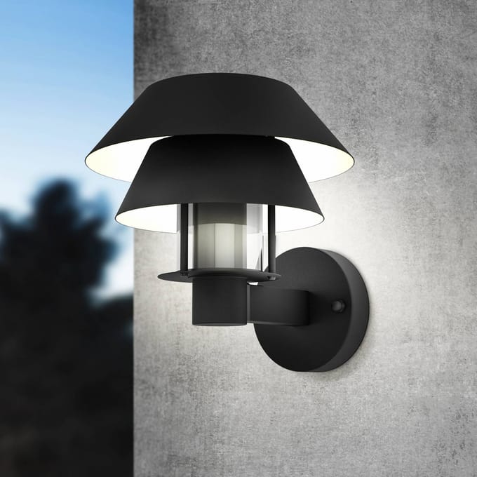 EGLO Chiappera Wandlamp Buiten - E27 - 22,5 cm - Zwart/Wit