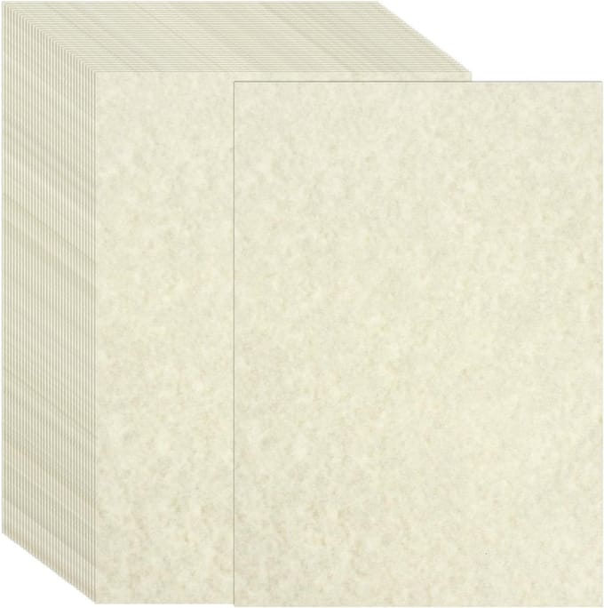 Bedrukt perkamentpapier A4, 100 vellen, 90 g/m², ivoorkleurig certificaatdrukpapier voor creatief gebruik