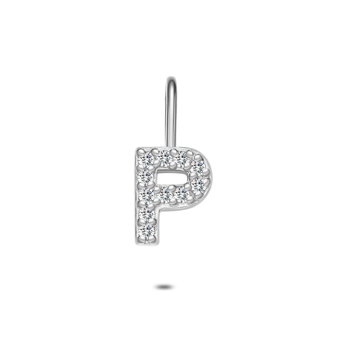 Twice As Nice Hanger in zilver, letter P met steentjes