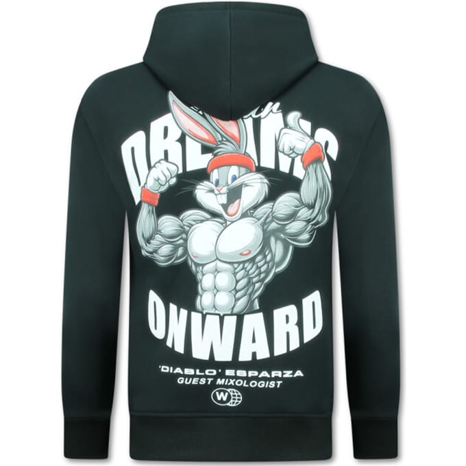Oversized Hoodie Heren met Capuchon - Onwards Dreams - Dik Geweven - 5972 - Zwart
