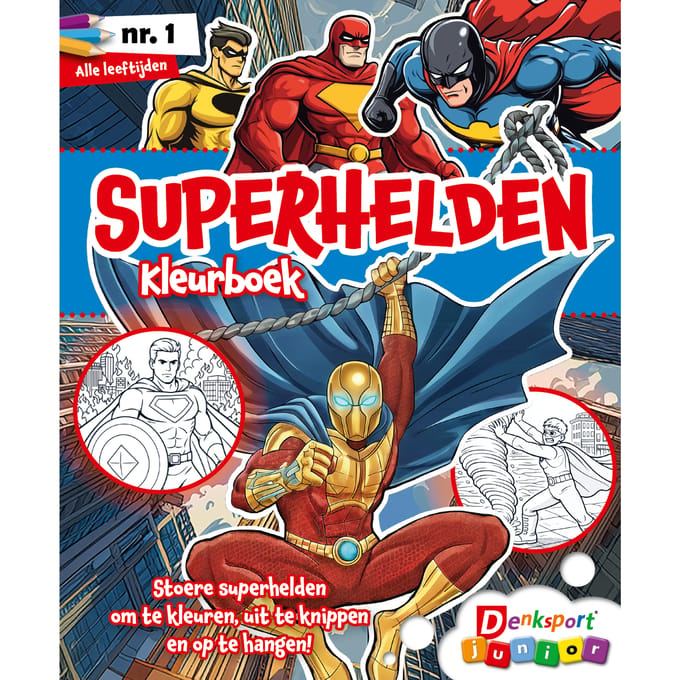 Denksport Junior Puzzelboek - Superhelden kleurboek, editie 1