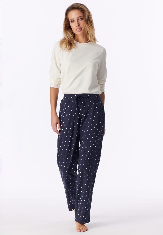 Langere broek met stippen, donkerblauw - Mix+ Relax 42