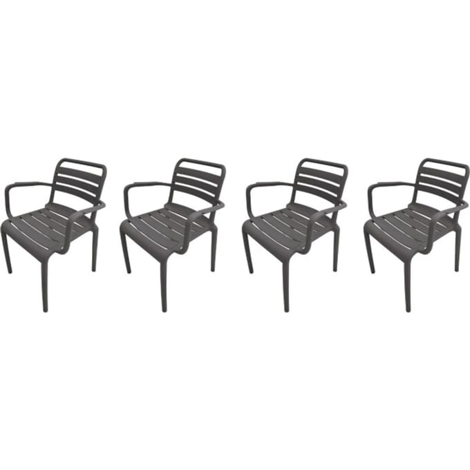 Garden Impressions Orleans tuinstoelen set van 4 – antraciet