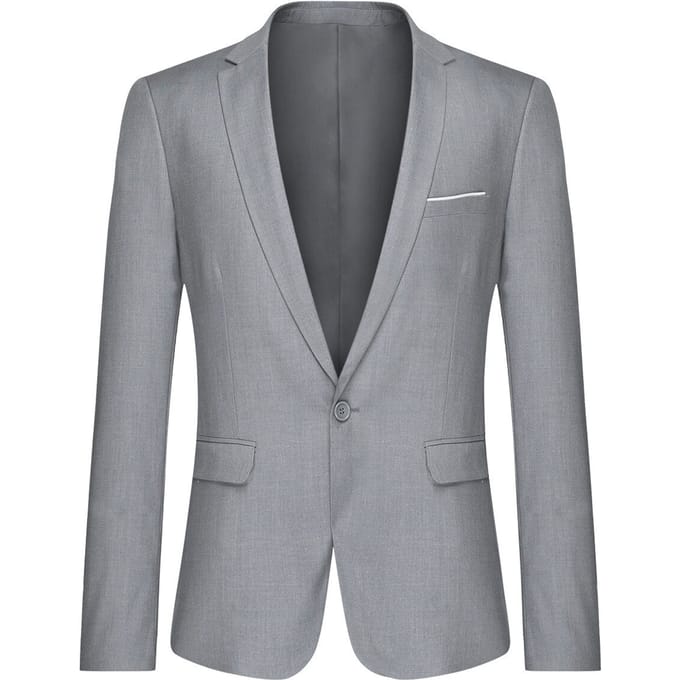 Grijze casual blazer, slim-fit zakelijke blazer