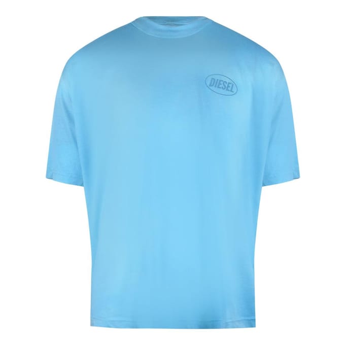 Diesel Heren Monotone Logo Katoenen T-Shirt (Blauw)