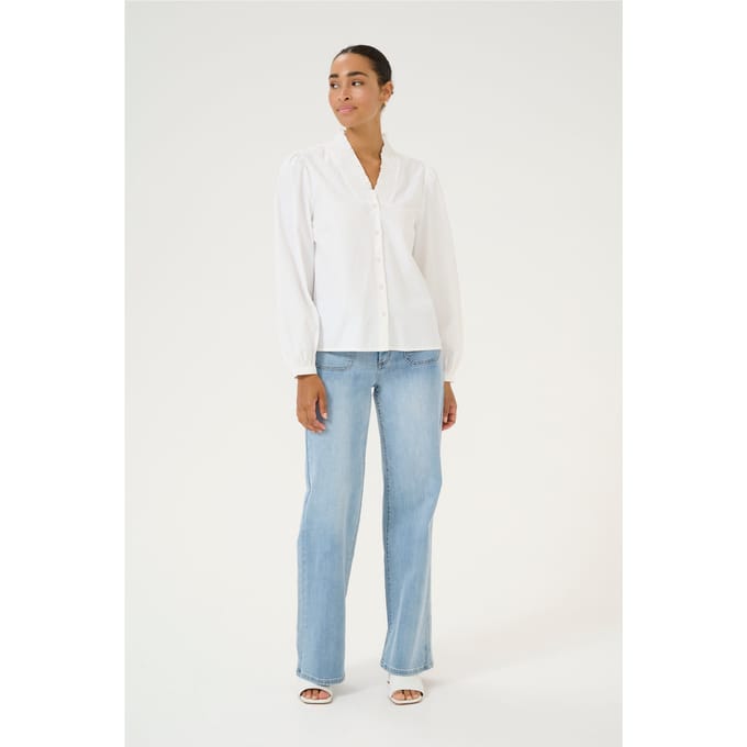 Blouse met lange mouwen Regular fit Chalk white