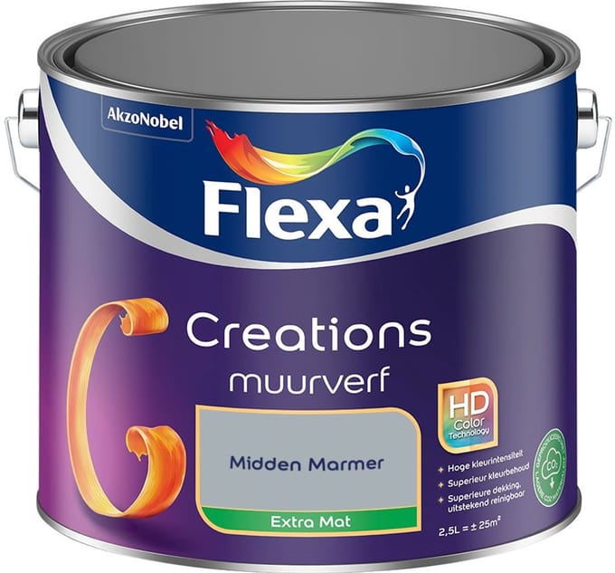 Flexa - Creations Muurverf Extra Mat - Midden Marmer - Mengverf - 2,5 L