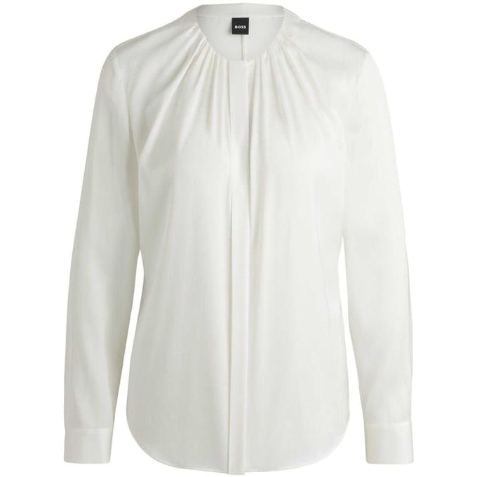 Boss Dames/Dames Zijden Regelmatige Blouse Met Lange Mouwen (Wit)
