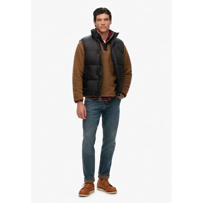 Superdry - Zwarte Puffer Bodywarmer - Heren - Gilets
