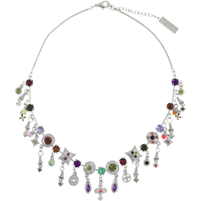 Behave - Ketting - Dames - Zilver kleur - Multi kleur Steentjes - 40 cm