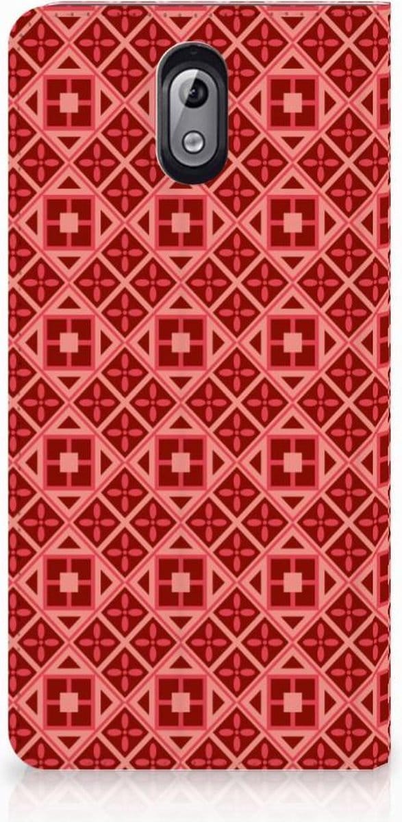 Nokia 3.1 (2018) Hoesje met Magneet Batik Rood