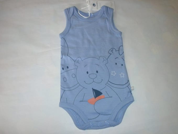 noukie's , 2 pack , bodyset , jongens, zonder mouw , blauw , nouky-paco)lola , 6 maand 68