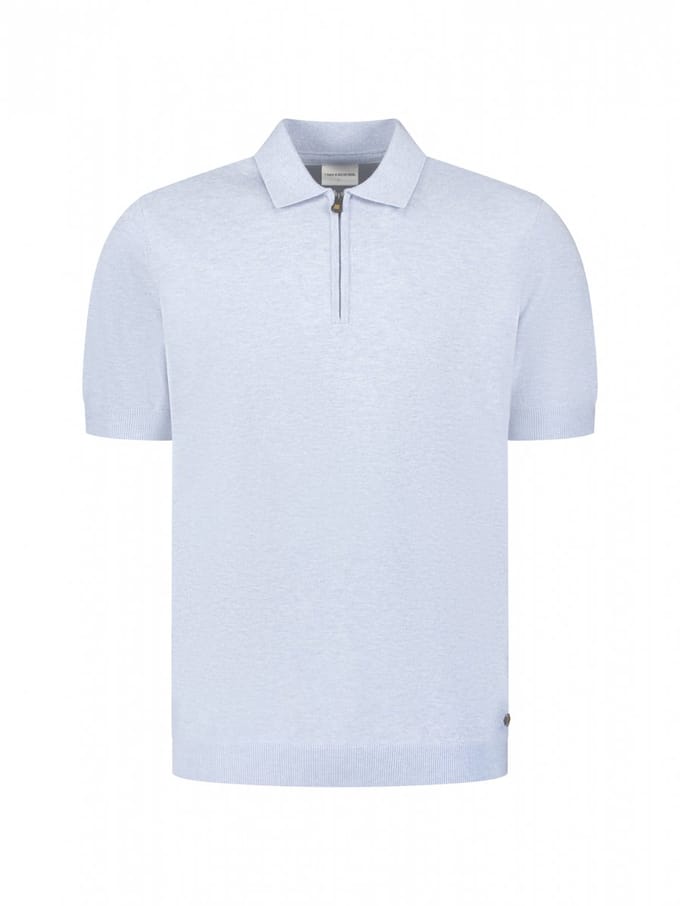 No Excess Pullover short sleeve polo zip mela blue
