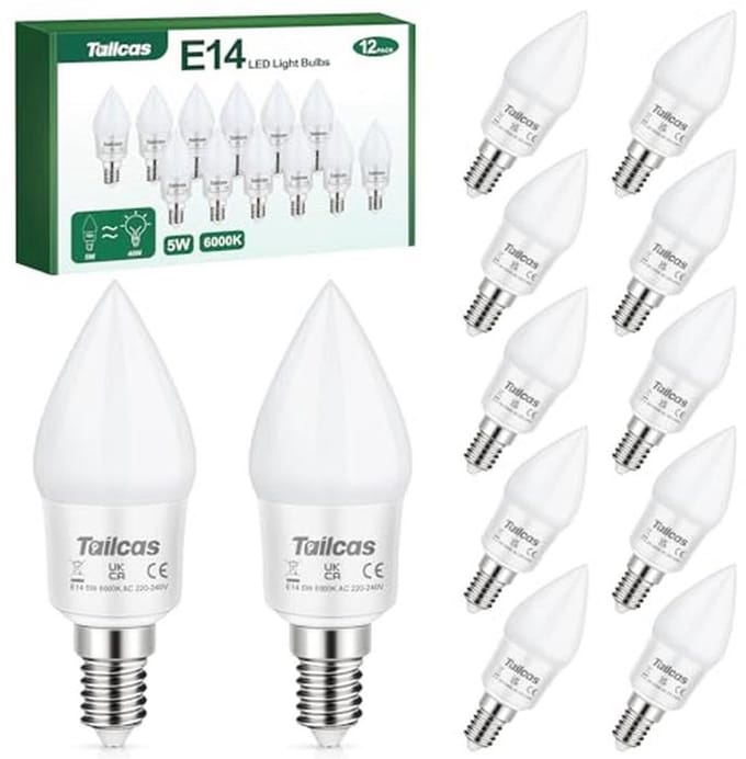 E14 Ledlampen 5W Koudwit 6000K - 40W Vergelijkbaar - 450 Lumen - Set van 12