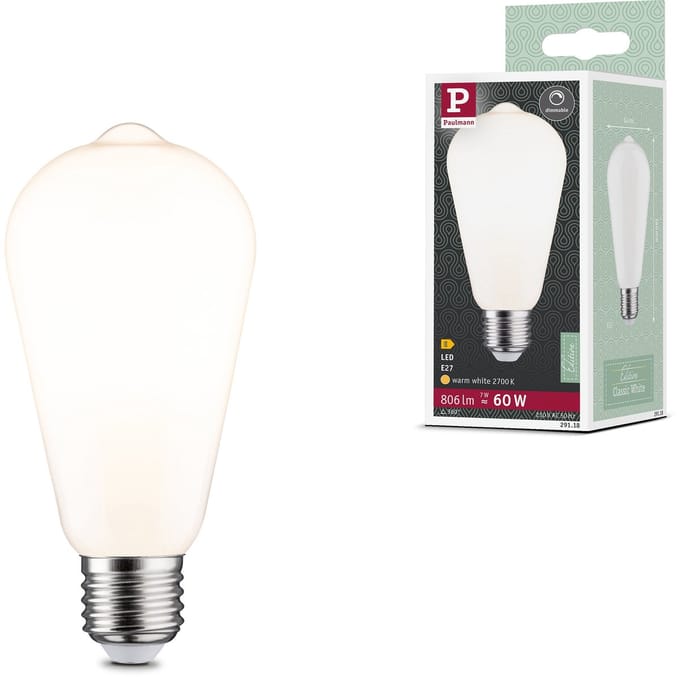Classic White LED-kolf ST64 E27 806lm 7W 2700K dimbaar Opaal