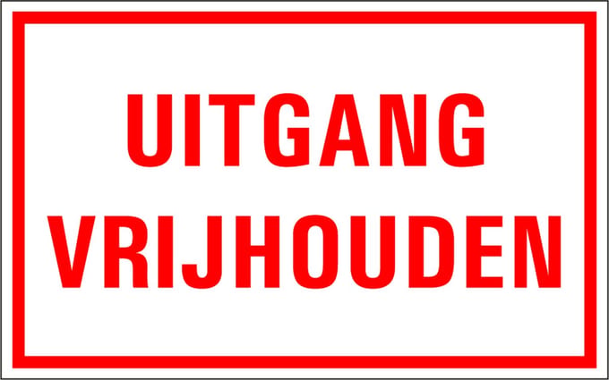 Uitgang vrijhouden sticker 320 x 200 mm