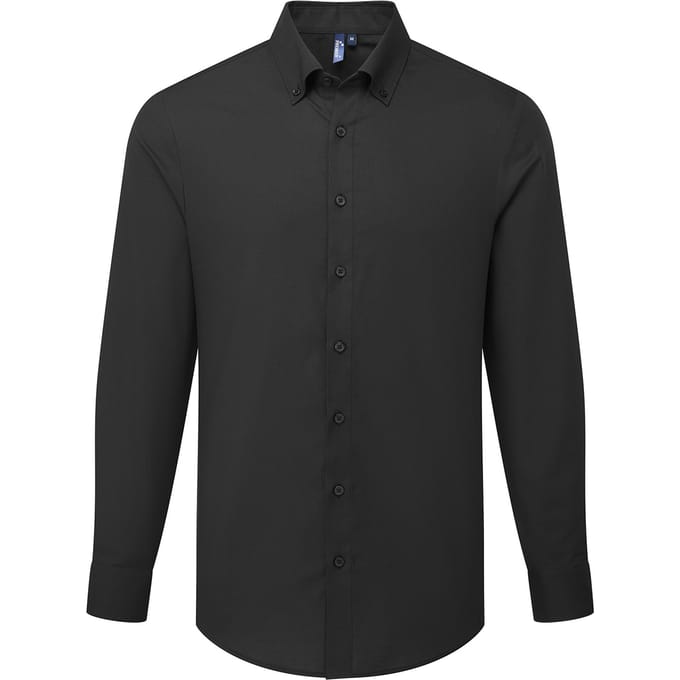 Premier Heren Supreme Oxford Formeel Overhemd Met Lange Mouwen (Zwart)