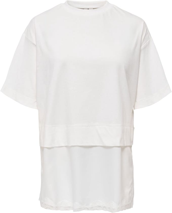 Only T-shirt Onlmexa S/s Tee Lace Top Wvn 15382176 Cloud Dancer Dames Maat - XL