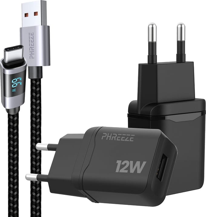 Phreeze usb adapter 5v 3a - Met usb naar usb C kabel - Oplader voor smartphone tablet ereader controller met usb C poort