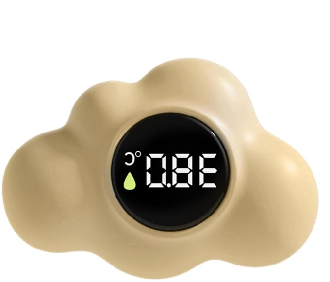 Badthermometer Wolk - Waterthermometer Kinderen - Veilig Baden - Drijvend LED Display - 106 cm - Geel