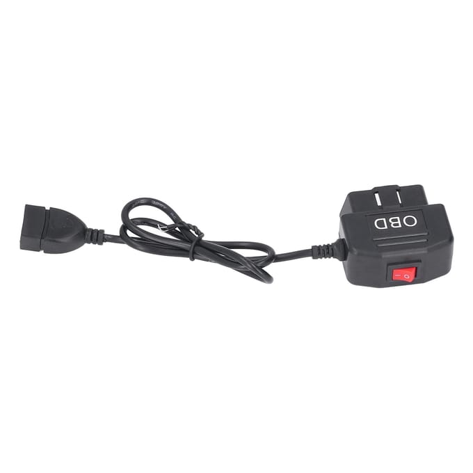 Câble Adaptateur d'Alimentation OBD 48cm 18.9in avec Bouton Interrupteur Mode ACC Protection Basse Tension pour Dash black