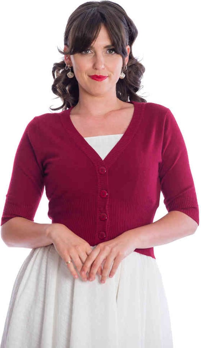 Banned - SWEET DREAMER Cardigan - S - Donkerrood