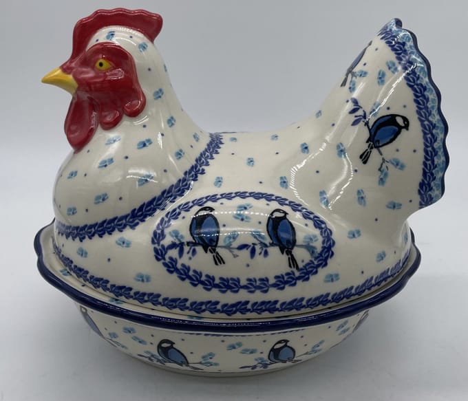 Bunzlau keramiek kip met vogels