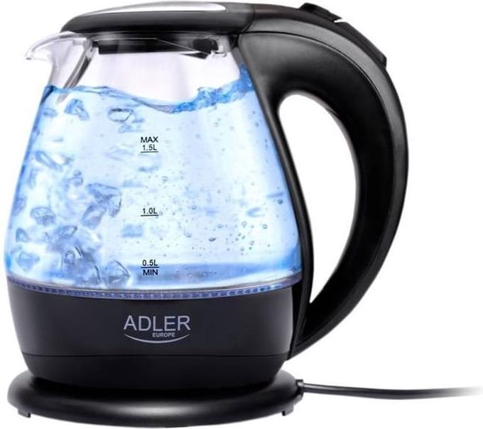 Waterkoker 1,5L 2200W glas, roterende basis, beveiliging, modern design