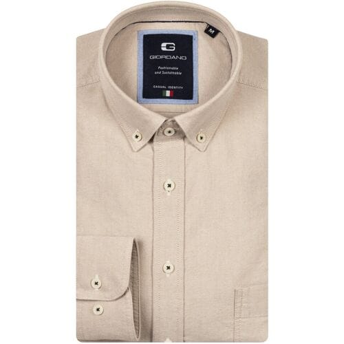 Giordano Overhemd Brando Soft Washed Oxford Kitt / male