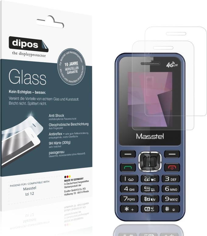dipos – 2x Matte Pantserfolie geschikt voor Masstel Izi 12 | 9H Screenprotector