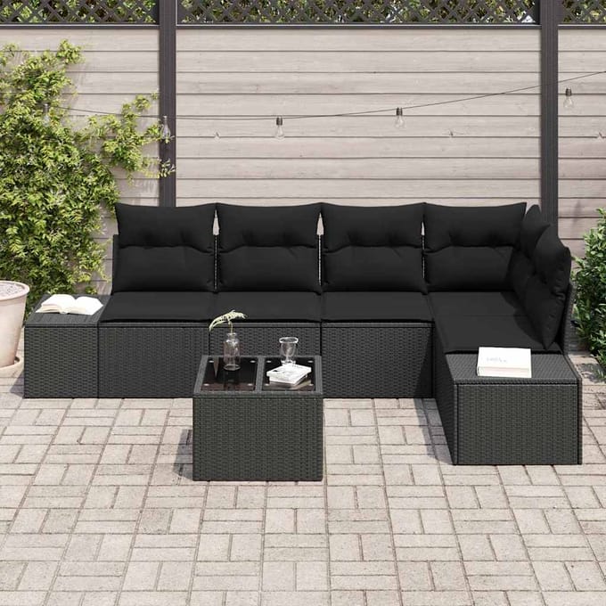 vidaXL - Tuinbank - Set - met - opslag - Zwart - poly - rattan