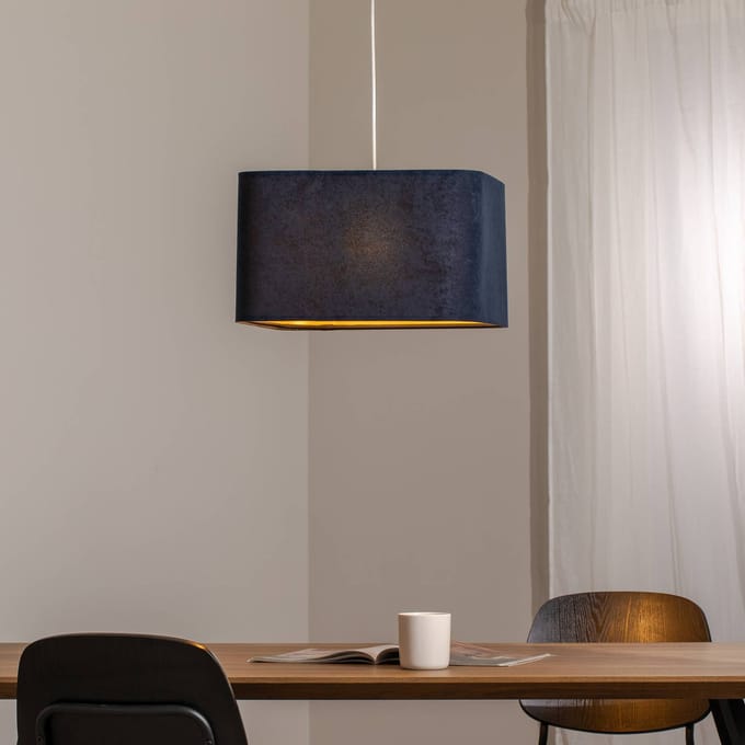 Maco Design Kwadro hanglamp, donkerblauw, 40 x 40 cm, velours stof