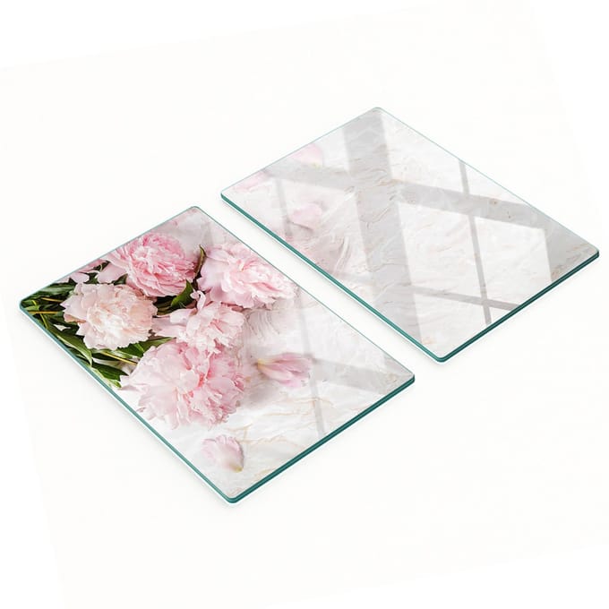 Multifunctionele decoratieve glazen borden met pioenprint 2x40x52 cm